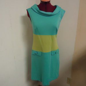 Just Taylor Size 4 Turquoise and Green Cowl Neck Mini Dress